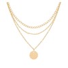 Generic Adjustable 3 Layered Necklace with Coin Pendant, Color Gold