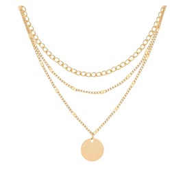 Generic Adjustable 3 Layered Necklace with Coin Pendant, Color Gold