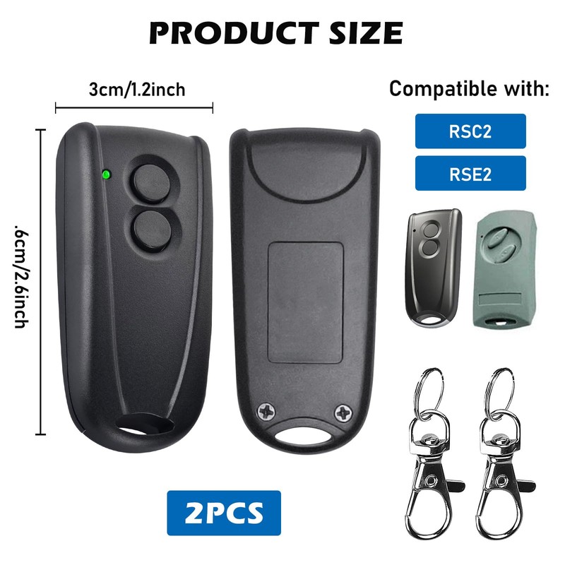 2 x 433.92 MHz Garage Door Opener, Garage Door Remote