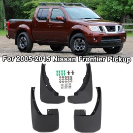 tiokok 4Pcs Front & Rear Splash Guards Mud Flaps for Nissan Frontier 2005-2015 Pickup