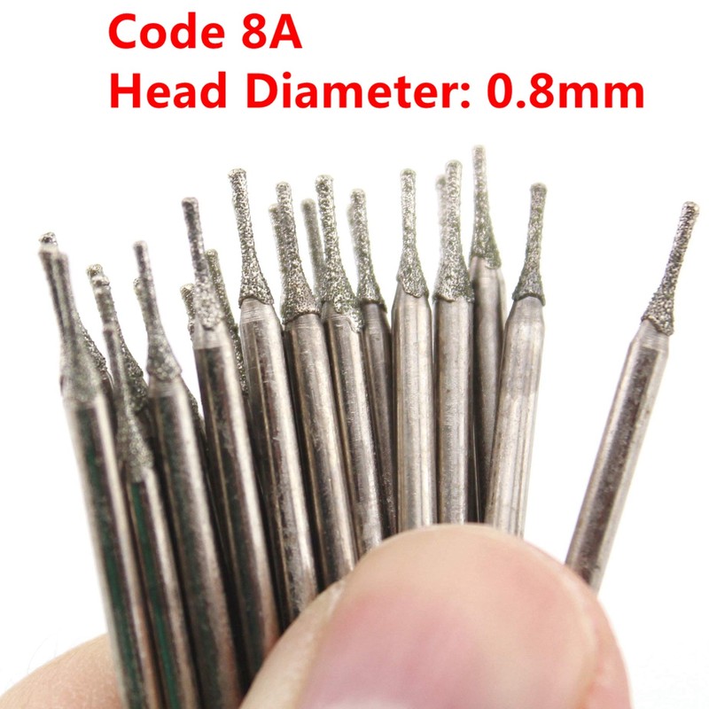 JINGLING Lapidary Diamond Drill Bits 0.8mm Carving Burrs for Stone