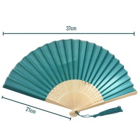 FANSOF.FANS Fabric Handheld Folding Hand Fan With a Tassel Grade A Bamboo Ribs for Women Girls Summer Party Event Favour Birthday Wedding Souvenir Gift (Deep Sky Blue)