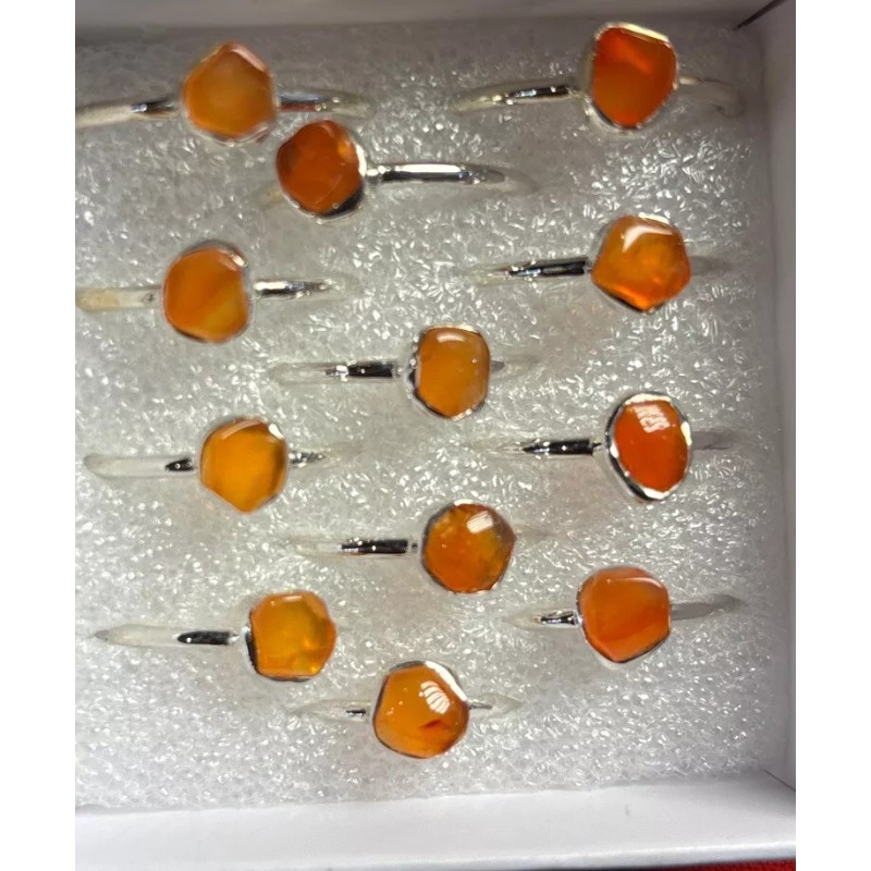 Natural Creations sterling silver stackable ring Size 10 Carnelian Raw