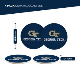 Desert Cactus Georgia Tech Ceramic Coasters 4 Pack Yellow Jackets GT Institute of Technology Absorbent Drink Coasters with Cork Backing (Design A)