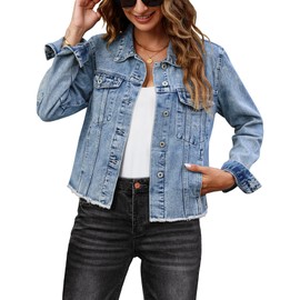 luvamia jean jacket for women womens jackets fall blue jean shirts women long shacket jacket women chaquetas de mujer women's denim shirt woman summer clothes Wishful Blue Size Medium Fits Size 8 10