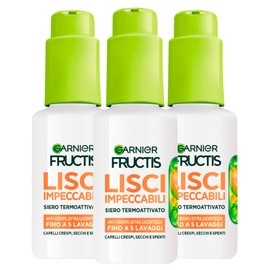 Garnier Fructis Serum, thermoaktiviert, glättend, gegen Frizz, für trockenes und stumpfes Haar, feuchtigkeitsbeständig, schützt bis zu 230 °C, 3 Flaschen à 50 ml