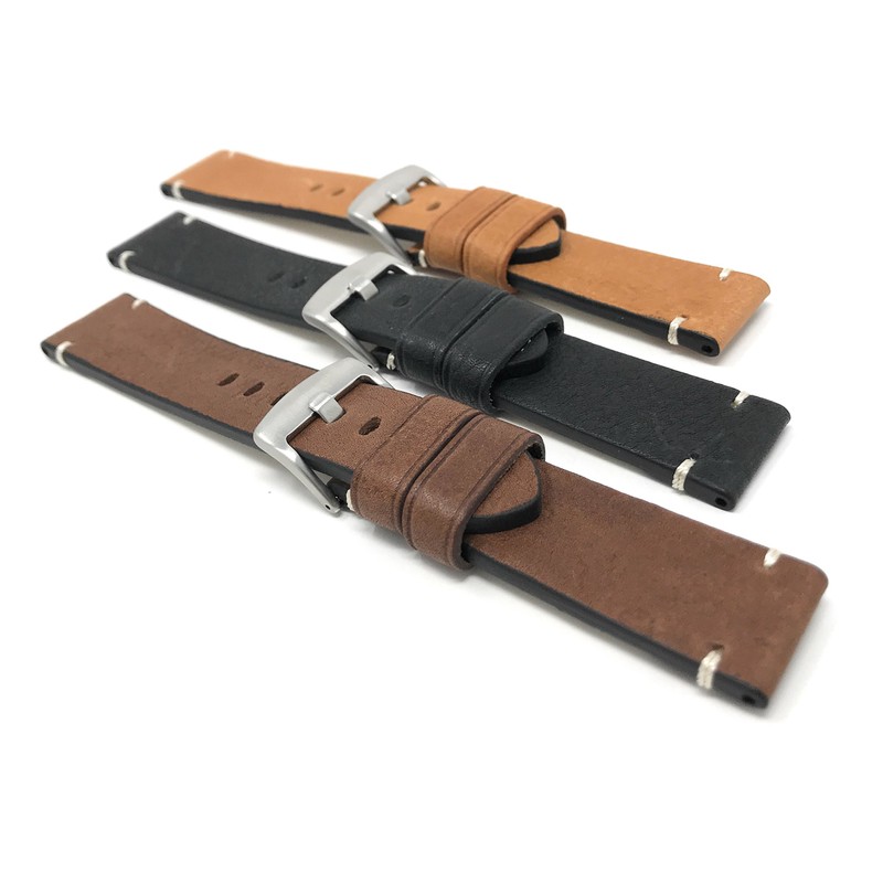 Bandini 24mm Mens Vintage Genuine Leather Watch Band Strap -