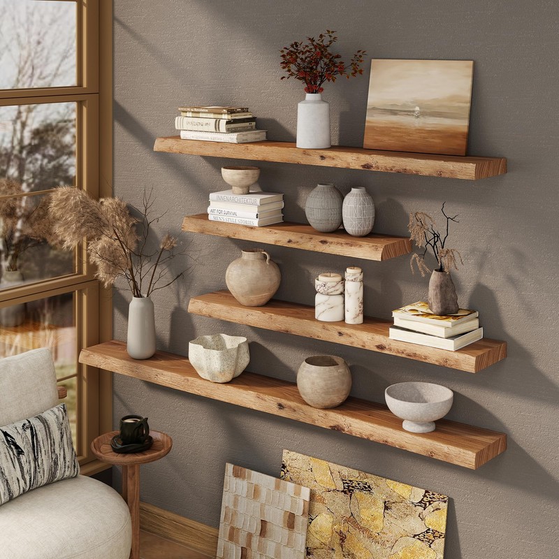 Marsmiles 36 inch Floating Shelves for Wall Elm Wood Live