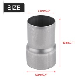 Qiilu 51mm to 60mm Motorcycle Exhaust Pipe Adapter Reducer Muffler Connector Stainless Steel