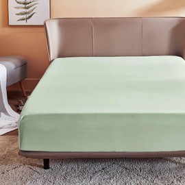 Bedsure Super King Fitted Sheet Deep - Bed Sheets Extra Deep Pocket 16 Inches (40 cm), Soft Brushed Microfiber for Super King Bed, Sage Green, 180x200cm