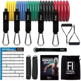 Fitness 11PCs Fitness Resistance Tube Workout Bands Set Strength Training muscle heavy