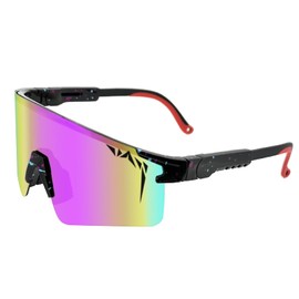 IKTOD Sports Sunglasses Men Women Anti-UV Baseball Sunglasses Youth Cycling Running Softball Goggles (Black Frame Purple Lenses)