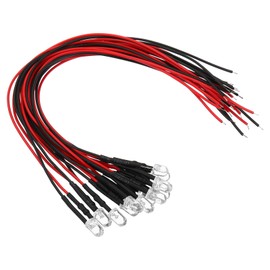 PATIKIL 3V - 6V 5mm LED Light Emitting Diodes, 12 Pack Pre Wired Mini LED Lights Bulb Light-Emitting Lamp for RC DIY Indicator Lighting Decoration, Red
