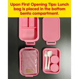 KEMETHY Adults Bento Lunch Box Set with Thermo Bag, 74oz Stackable Leak-proof 3-tiers Bento Box, Built-in Utensil and Sauce Container for Work, School, Dining Out (Gray)