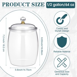 Nuogo 6 Pcs 64 oz Candy and Cookie Jar Plastic Jars with Lids Decorative Apothecary Jars Candy Buffet Containers Clear Airtight Food Storage Canister Home Decoration