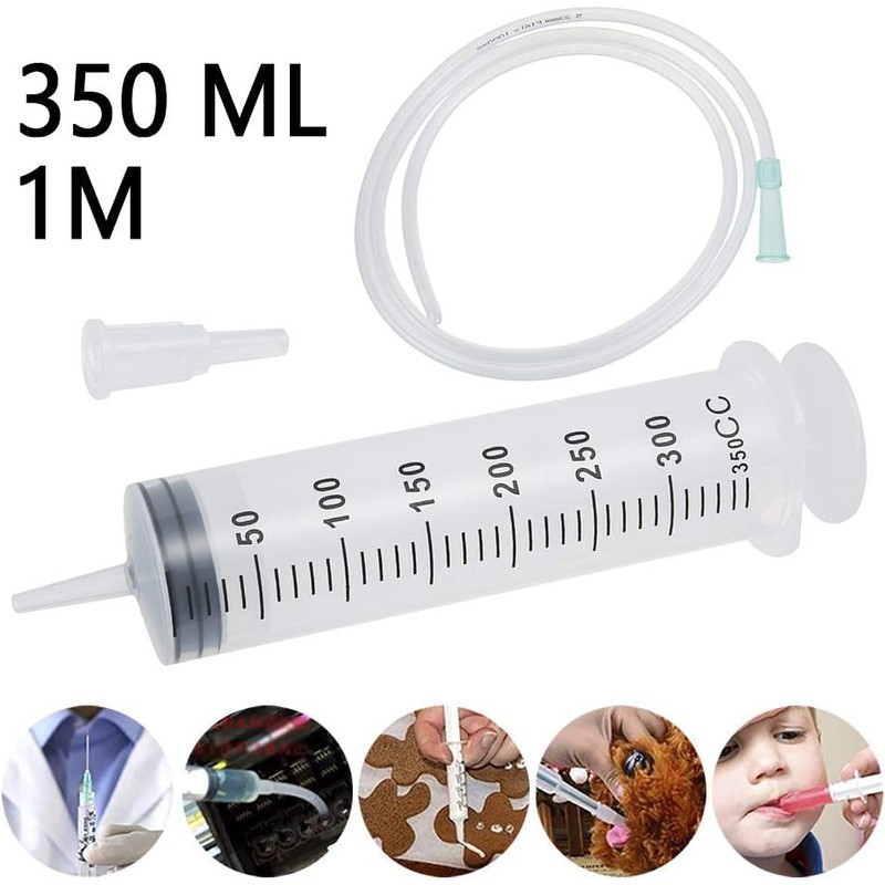 Large Capacity Plastic Syringe with 1m Tube, Reusable Plastic Syringe