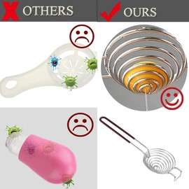 Egg Separator, Stainless Steel Egg Yolk Separator, Egg Separator Divider Filter, Egg Separator with Long Handle for Kitchen Aid Baking Tool