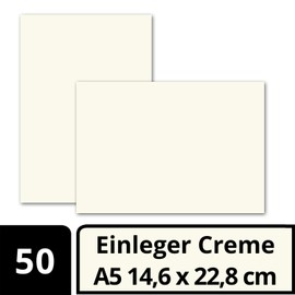 Gustav Neuser 50 x Simple Insert Paper for A5 Folding Cards - Natural White - 146 x 228 mm (14.6 x 22.8 cm) - Without Fold - High-Quality Matte Paper