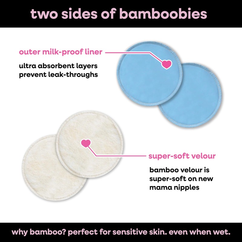 Bamboobies Overnight Nursing Pads, Ultra-Soft Velour, Reusable and Washable for