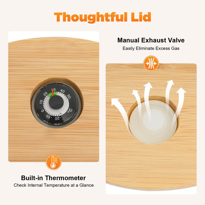 Glass Rice Dispenser with Airtight Lid, Wooden Stand & Measuring