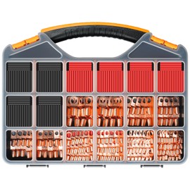 DTLDZSC 180Pcs AWG2 4 6 8 10 12Gauge Thickened Copper Electric Wire Lugs，Heavy Duty Battery Cable Lug Ends Ring Terminals Connectors，240Pcs 3:1 Heat Shrink Tubing Assortment Kit (420Pcs)