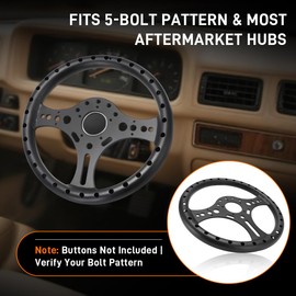13.5" Aluminum Lightweight Steering Wheel, 5-Bolt Fit for Performance Drift/Race Car