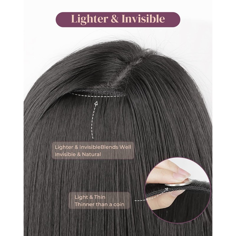 LONAI Clip In Hair Extensions, 6PCS 24" Black Hair Extensions