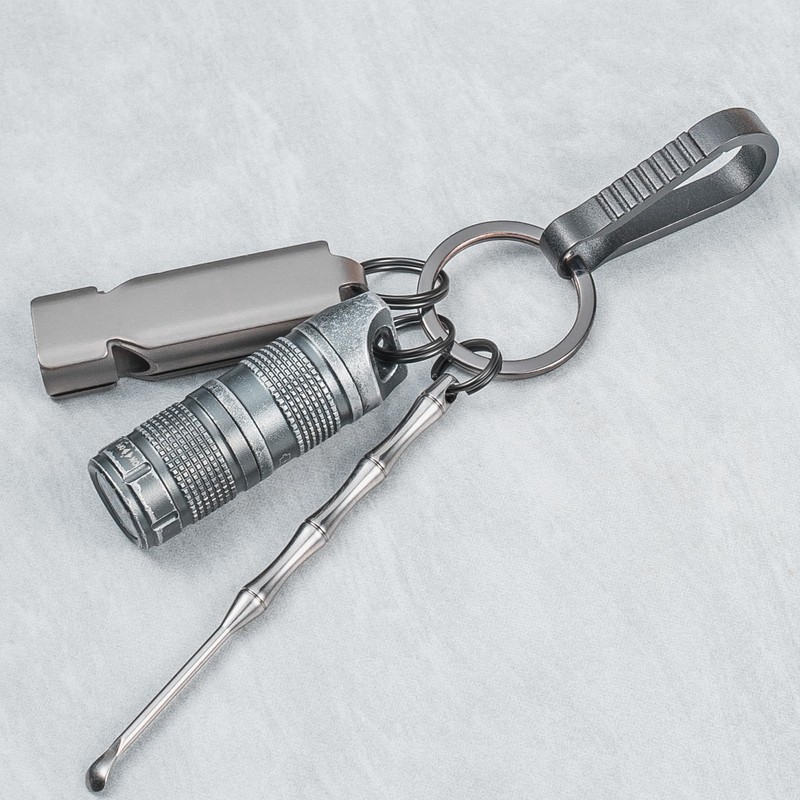 TIMULTI Titanium Key Ring Black Keychain Ring Round Carabiner Small