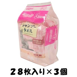 Cattyman Wet Shampoo Towel for Cats, Large, 28 Sheets x 3 Pack