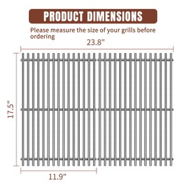 Secbinw 9MM 17.5" 304 Stainless Steel Grill Grates for Weber Spirit 300 and Spirit II 300 Series E-310, GS4 Genesis Silver/Gold B & C Grill Replacement Parts for Weber 7638 7854 66089 66097