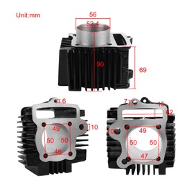 FLYPIG 52.4mm Cylinder Head with Cylinder Piston Rebuild Kit for 110CC 4 Stroke Chinese Roketa Taotao Coolster ATV Pit Quad Dirt Bike Go Kart