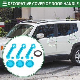 Motoforti Exterior Door Handle Cover Set, Decoration Trim for Jeep Wrangler JK 2DR 2007-2017, ABS, Light Blue, 1 Set