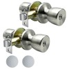 DSJJBLL Door Knob with Lock and Key, Stainless Keyless Round