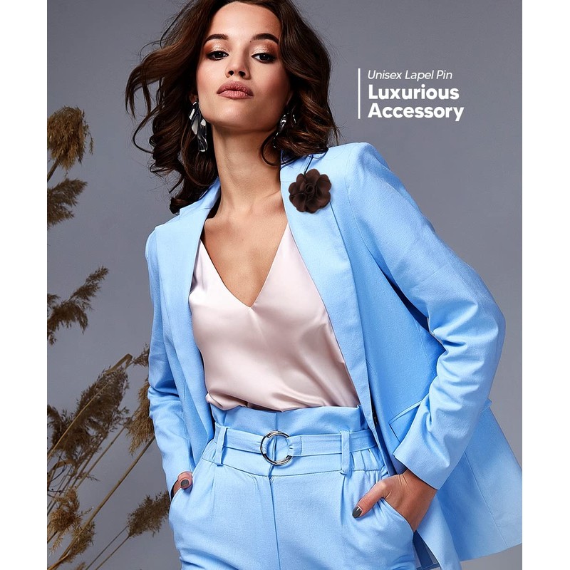 Vittorio Vico Men's Formal Solid Color Flower Lapel Pin -