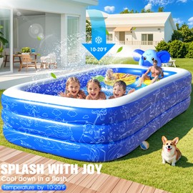 Inflatable Pools with Sprinkler,Upgraded Elephant Inflatable Swimming Pool,Kids Pools for Backyard,Large Inflatable Pool for Adults Blow up Pools,Oversized Thickened Family Inflatable Pool-Blue