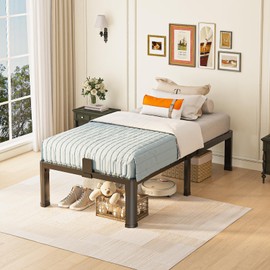 Yitong Angel 14 inch Twin XL Bed Frame with Round Corner Legs Mattress Slide Stopper,3500 lbs Heavy Duty Metal Platform,No Box Spring Needed,Easy Assembly,Noise Free