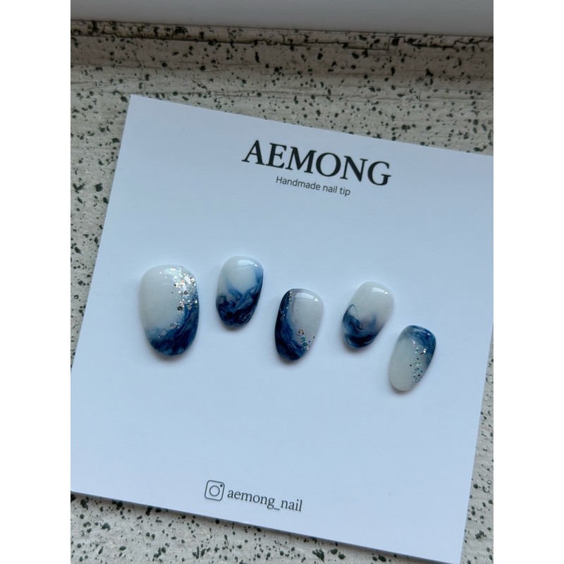 Aemong: Starlight Waves Handmade Nail Tips - Mini Short Square