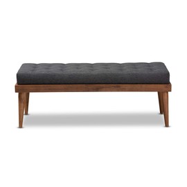 Baxton Studio Benches, One Size, Charcoal/Walnut