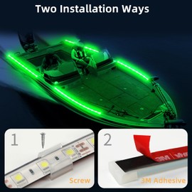 VIDLULTD Boat Marine Submersible Led Strip Lights, 4 Pcs 20 Inches 12V Super Bright Boat Interior Lights, IP68 Waterproof Marine Led Strip Lights Night Fishing Lights for Boats, Kayak (Green)