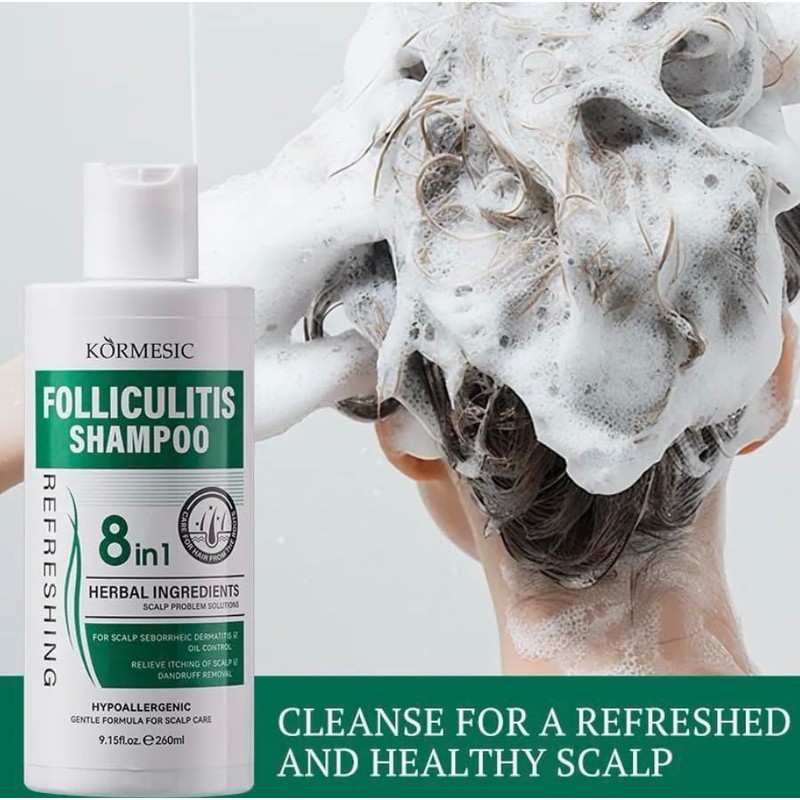 Shampoo para Foliculitis 8 en 1, Ingredientes Herbales, Hipoalergénico, Control