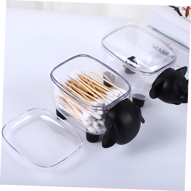 Ciieeo 2pcs Cotton Swab Storage Box Compact Makeup Organizer for