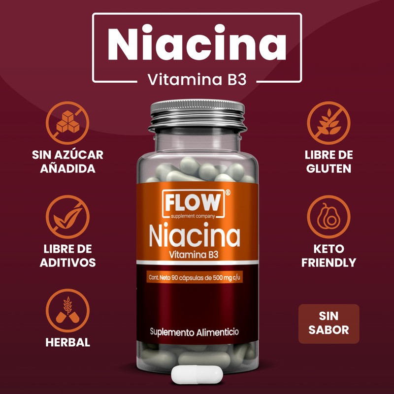 Niacina - Vitamina B3-90 Cápsulas para 3 Meses - Apto