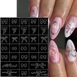 6 Sheets Airbrush Stencils Nail Decals 3D Spring Summer Butterfly Nail Stickers Ribbon Bow Nail Art Stickers Hollow Auxiliary Design Nails Guides for Women Nails Design Tools