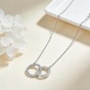 INURAN S925 Sterling Silver Two Interlocking Circles Necklace Moissanite Double