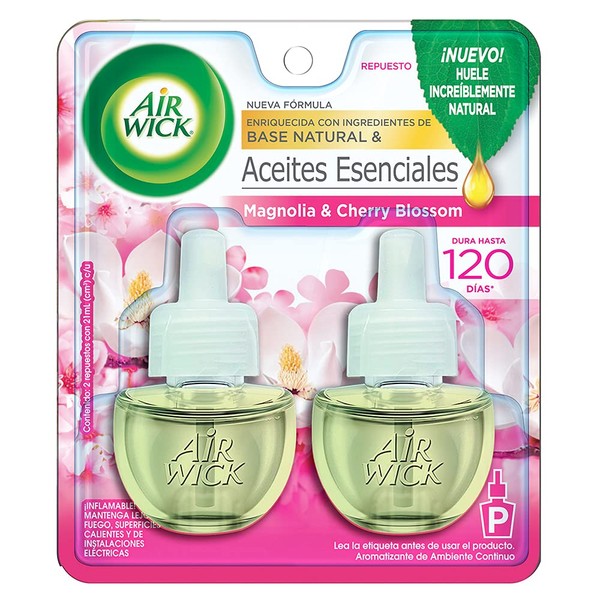 Air Wick Repuestos para Aparato Aromatizante Eléctrico, Aroma Magnolia & Cherry Blossom, 20 ml c/u, 2 piezas