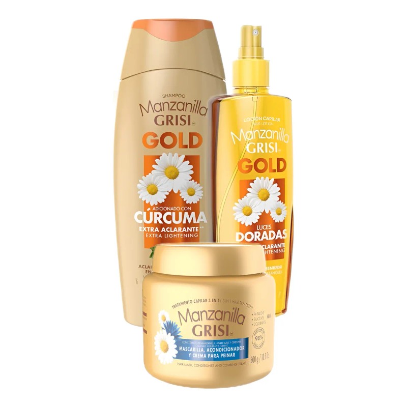 Manzanilla Grisi Aclarante Shampoo + Loción + Crema Peinar