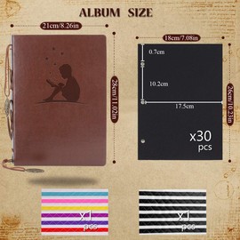 AIOR Fotoalbum zum Selbstgestalten, Schwarze Seiten Scrapbook Album zum Einkleben Diy Fotobuch Vintage Leder Hochzeit Fotoalben Ringbuch, Weihnachts Jahrestag Geburtstag Geschenke Brautpaar, Junge