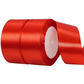 1 1/2 Inch Red Satin Ribbon,50 Yards Red Ribbon Solid Fabric Ribbon for Gift Wrapping Floral Bouquets Wedding Home Party Decoration