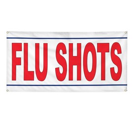 Vinyl Banner Multiple Sizes Flu Shots Red Health Care Outdoor Weatherproof Industrial Yard Signs 10 Grommets 60x144Inches