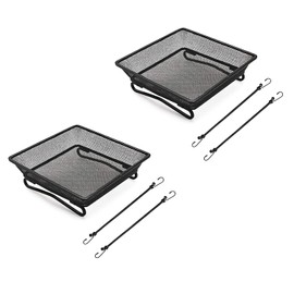 Paquete de 2 bandejas de comedero de pájaros de 8 x 8 pulgadas para plataformas de balcón, terraza, porche, bandeja de semillas de pájaros con 2 cuerdas elásticas para jardín, patio trasero, exterior